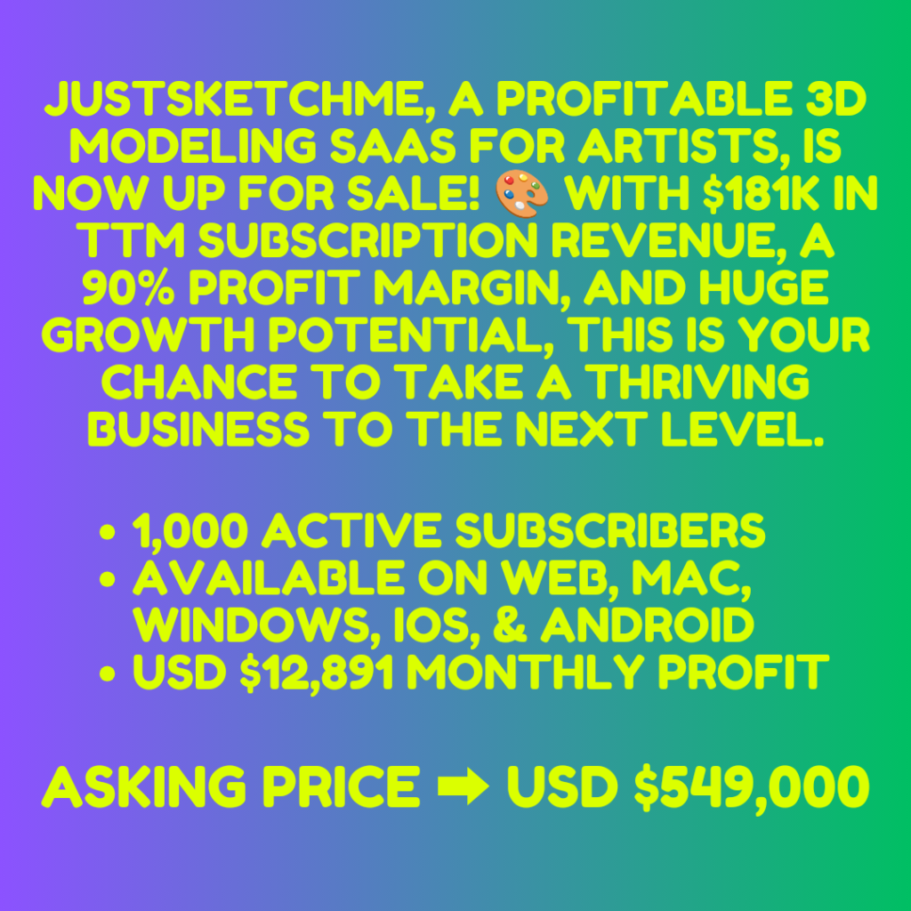 JustSketchMe : 3D modeling (SaaS) - For Sale